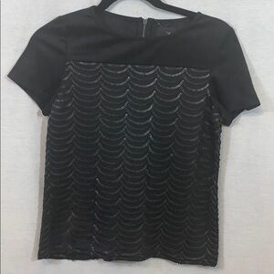 NWOT Greylin sequin and faux black suede top small